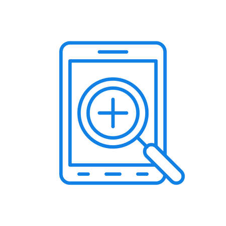 Checking electronic gadgets vector line icon. Testing devices and installed applications.のイラスト素材