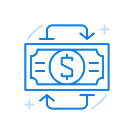 Currency exchange vector line icon. Financial transactions of individual and banking segment.のイラスト素材