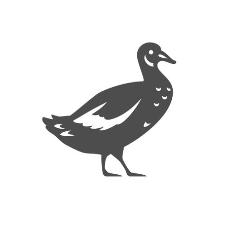 Duck farm bird agriculture livestock monochrome vintage icon vector illustrationのイラスト素材