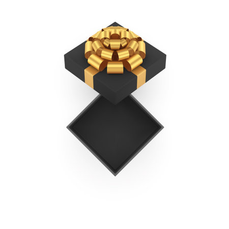 Traditional male classic black gift box rhombus squared shape top view 3d vector illustration. Brutal luxury men day congratulations celebrating festive holiday cardboard decorative design isolatedのイラスト素材