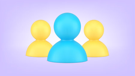 Leadership community organization people society interaction 3d icon vector illustration. Networking communication collaboration personal relationship team management boss follow public associationのイラスト素材