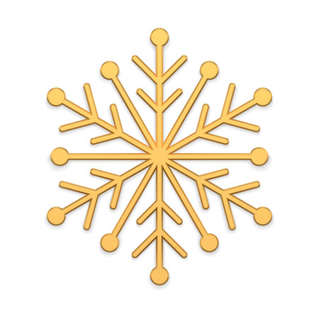 Luxury jewelry golden matte winter snowflake realistic Christmas decor 3d template vector illustration. Premium ice snow ornamental pattern decorative design for Xmas holiday celebration isolatedのイラスト素材