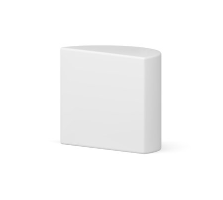 White half cylinder glossy wall showcase product performance geometric construction realistic vector illustration. Decorative pillar geometry display minimalist platform presentation podium shapeのイラスト素材