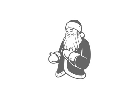 Vector illustration of silhouette of delighted Santa Claus speaking and gesticulating as a symbol of Christmas dayのイラスト素材