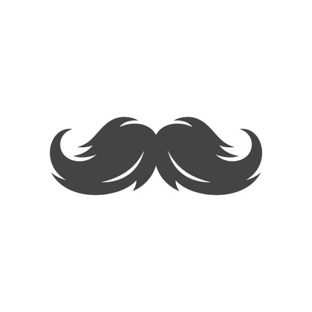 Barber shop hairy mustache male beauty salon hipster coiffure vintage icon vector illustration. Barbershop gentleman man fashion grooming shaving hairdressing insignia monochrome silhouette logoのイラスト素材