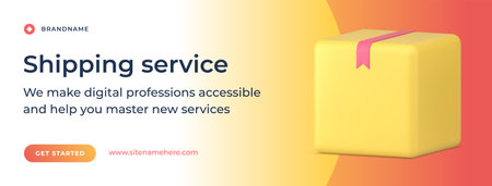 Cargo parcel shipping digital service commercial online delivery social media banner 3d icon vector...