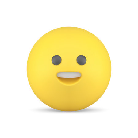 Smiley laughing yellow emoji emoticon happy head character 3d icon realistic vector illustration. social media cyberspace communication creature face with mouth and eyes internet app elementのイラスト素材