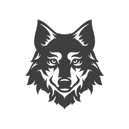 Wolf furry muzzle canine carnivorous forest predator portrait camping hunting vintage icon design...