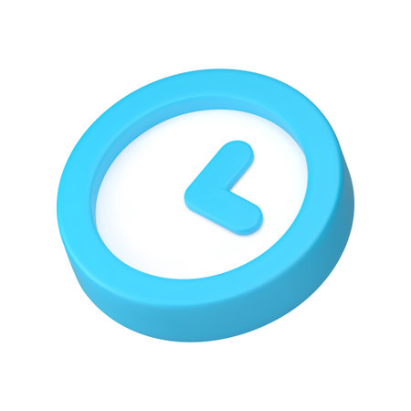 Wall clock for time management keeping deadline measurement blue 3d icon realistic vector illustration. Timing countdown circle watch with arrows for hours and minute checking timekeeping round deviceのイラスト素材