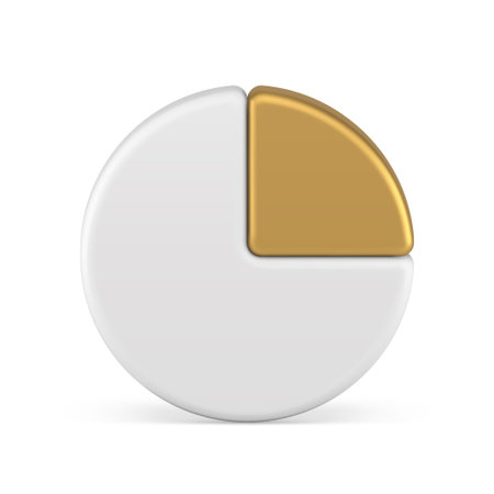 Chart pie graph diagram statistical business information analyzing 3d icon realistic vector illustration. Round graphic scheme data index golden part accounting planning brainstorm commercial analysisのイラスト素材