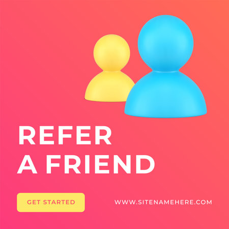 Refer friend referral program commercial marketing business strategy social media post 3d icon vector illustration. Cyberspace collaboration community deal reward bonus for share invite customerのイラスト素材