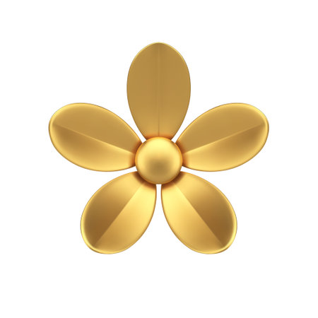 Golden chamomile floral botanical premium decor element 3d icon realistic vector illustration. Flower bud with petals luxury botany blossom floristic metallic design for beauty fashion compositionのイラスト素材