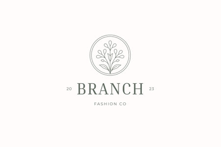 Organic flower bouquet natural blossom minimal line logo design template for skin care cosmetic vector illustration. Botanical floral blooming plant business circle emblem for cosmetology salonのイラスト素材
