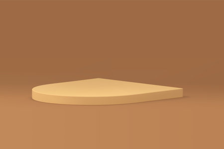 Beige 3d podium semicircle pedestal neutral commercial stand promo studio background vector illustration. Realistic advertising platform pastel showcase empty display for product presentation showのイラスト素材