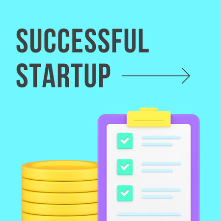 Successful startup commercial strategy development planning social media post design template 3d...