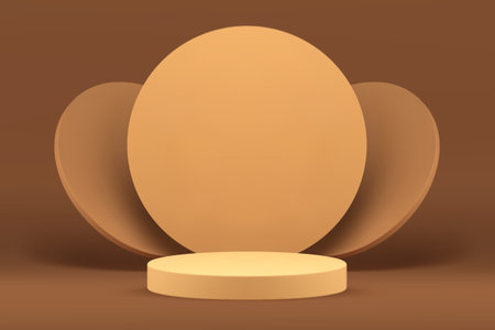 Beige 3d cylinder podium pedestal mock up for cosmetic product show presentation realistic vectorのイラスト素材