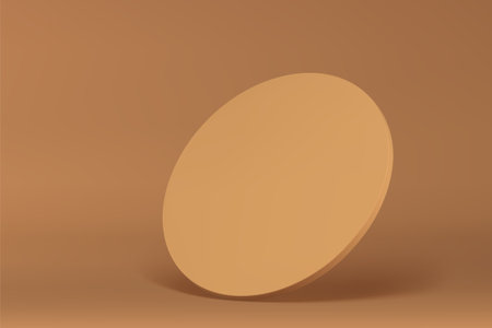 Beige 3d cylinder flying wall neutral commercial promo studio background realistic vectorのイラスト素材