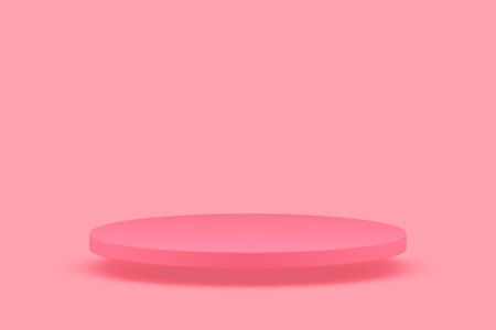 Pink 3d cylinder pedestal round podium advertising decorative element realistic vector illustrationのイラスト素材