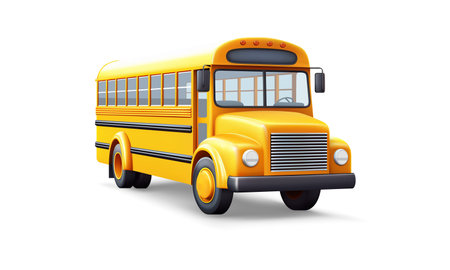 Classic school bus yellow passenger city auto student pupil transportation 3d icon realistic vectorのイラスト素材