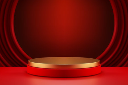 Royal 3d cylinder podium pedestal Christmas sale product presentation realistic vectorのイラスト素材
