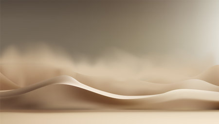 Beige sand dune desert with smoke neutral showroom studio background 3d realistic vectorのイラスト素材
