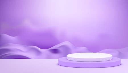 3d purple podium with sand dune smoke wall background for product presentation realistic vectorのイラスト素材