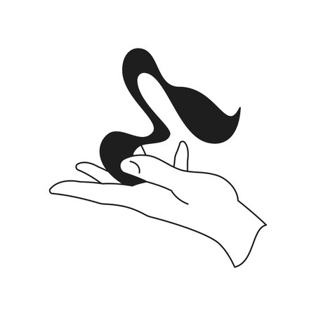 Y2k human hand holding smoke abstract air fume monochrome line retro groovy icon vector illustration. Vintage arm with fog mist magic steam fire effect haze cartoon element sticker for t shirt printのイラスト素材