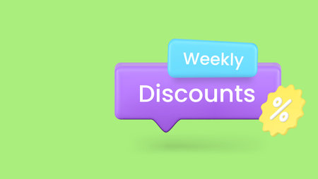 Weekly discount sale shopping special offer banner copy space 3d icon realistic vector illustration