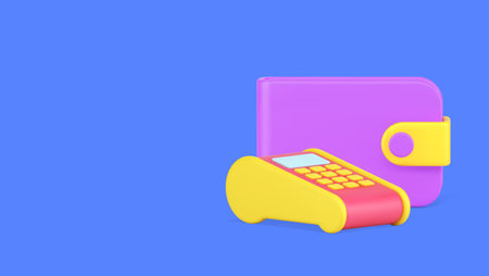 Shopping POS terminal payment online banking banner with copy space 3d icon realistic vectorのイラスト素材