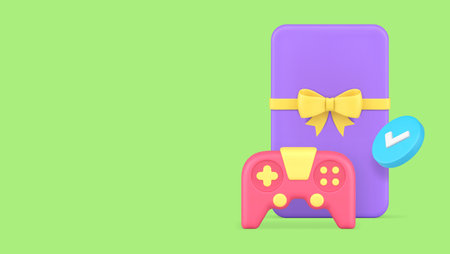 Esport virtual gaming championship win present gamepad banner copy space 3d icon realistic vector...