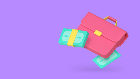 Business money efficient management financial productivity banner copy space 3d icon realistic vector illustration. Profit career achievement salary earnings wealth richness efficiency work resultのイラスト素材
