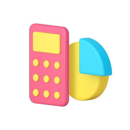 Accounting budget business financial analyzing banking calculation 3d icon realistic vector illustration. Earnings and expenses analysis statistical diagram with calculator profit optimization planningのイラスト素材
