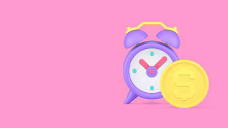 Time is money financial management deposit retirement banner copy space 3d icon realistic vector illustration. Banking finance future profit cash coin refund savings fund payment deadline countdownのイラスト素材