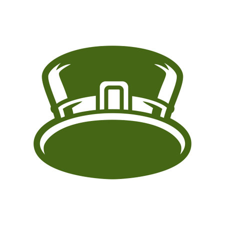Saint Patrick's Day Irish hat lucky mascot traditional headdress head accessory vintage icon vector flat illustration. Celtic culture cap green old fashioned fortune success element decorative designのイラスト素材