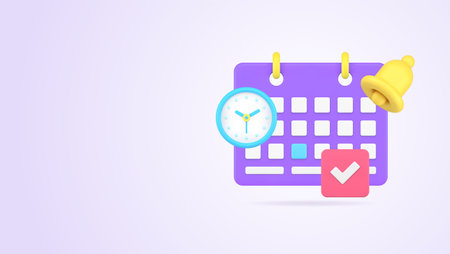 Time management deadline agenda important meeting calendar reminder notification 3d icon realistic vector illustration. Appointment schedule alert date countdown planner efficient organizationのイラスト素材