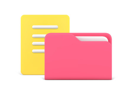 Document paper page folder archive storage datum cyberspace catalog organization realistic 3d icon vector illustration. Database information management server organizing corporate directory paperworkのイラスト素材