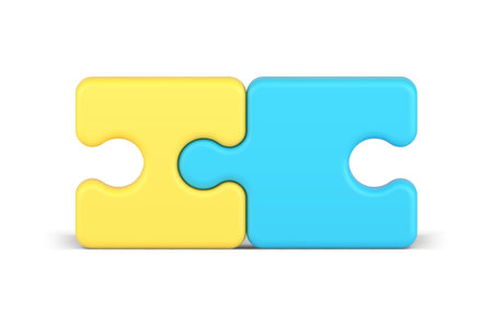 Puzzle details join assembling success match partnership collaboration 3d icon realistic vector illustration. Jigsaw piece teamwork connection solution goal challenge agreement pair relationshipのイラスト素材