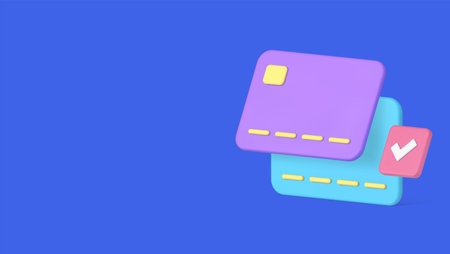 Online banking e money transfer between credit debit card success transaction 3d icon realistic vector illustration. Internet financial management account payment complete wireless digital technologyのイラスト素材