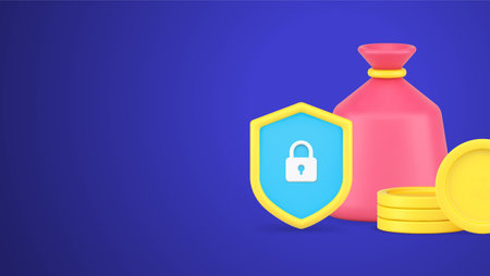 Financial safety cash money protection banking account authentication realistic 3d icon vector...