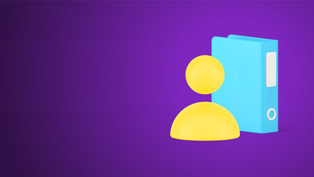 Office employee work with document folder archive backup database information management directory organization 3d icon vector illustration. Paperwork accounting bookkeeping lawyer banking agreementのイラスト素材