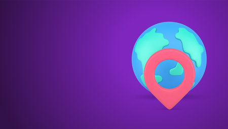 Global navigation map pin positioning planet Earth discovery travel delivery tracking 3d icon vector...