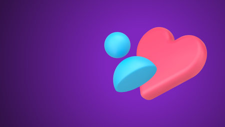 Love heart mail online dating meeting web application personal account registration 3d icon vector...