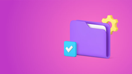 Document storage server digital file folder archive settings database management 3d vector banner billboard template. Private information organize optimization service catalog data paperwork systemのイラスト素材