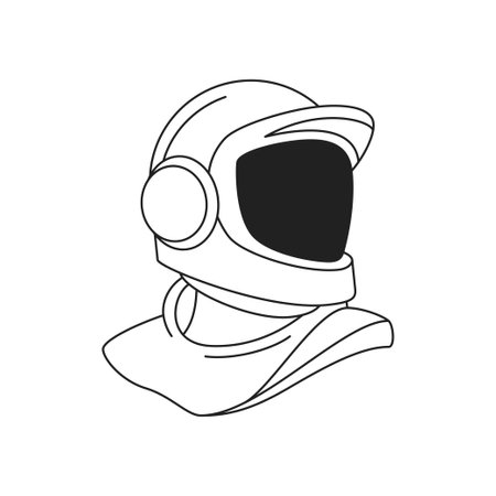 Y2k futuristic cosmonaut in helmet portrait pop art outline icon vector flat illustration. Astronaut galaxy outer space travel exploration head psychedelic contemporary artwork t shirt printのイラスト素材