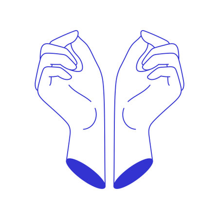 Y2k two elegant female closed fingers and palm hands contemporary pop art line icon vector illustration. Comic romantic beautiful woman arms gentle feminine limbs psychedelic funky t shirt printのイラスト素材