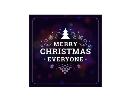 Merry Christmas everyone purple blurred greeting card curved premium ornament vector illustration. Happy New Year violet illuminated snowflake particles vintage border decorative designのイラスト素材