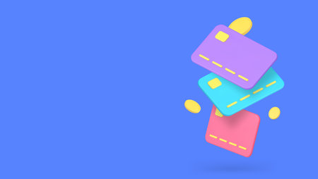 Cashback financial payment bonus falling credit card and coin banner copy space vector illustration. Commercial discount guarantee money savings refund purchase prize promotion offerのイラスト素材