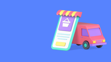 Online shopping order purchase delivery smartphone application banner copy space vector...