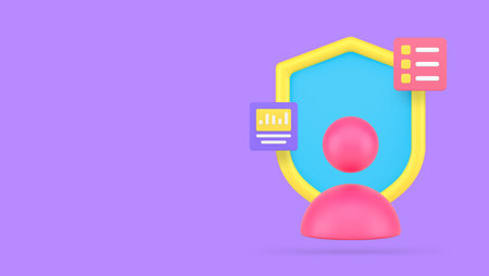 Personal data account security protection banner copy space vector illustration. User safety identification information technology privacy shield database analyzing encryption access system secureのイラスト素材