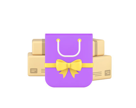 Free delivery online shopping order shipping service 3d icon realistic vector illustration. Purchase shop store gift present special offer transportation cargo parcel logistic distributionのイラスト素材